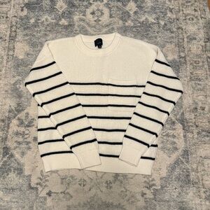 White and Black Striped Sweater